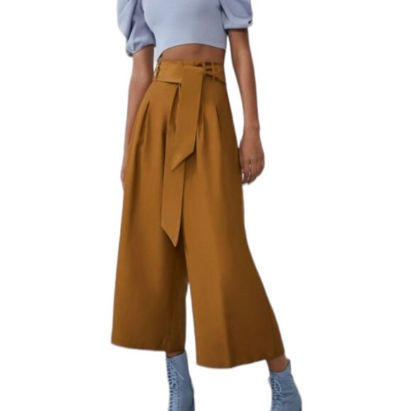 Zara Pleated Culotte Pants *No  Tie - Picture 1 of 5